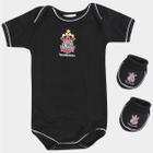 Conjunto Corinthians Body Manga Curta Com Pantufa Infantil