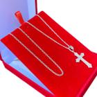 Conjunto Corrente Colar Crucifixo + Pulseira Grumet Fininha