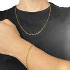 Conjunto Corrente Cordão + Pulseira Folheado Ouro 18k