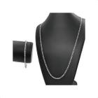 Conjunto Correntinha 3x1 Masculina 4mm 70cm Prata Aço Inox