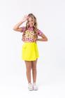 Conjunto CRD Short Saia Amarelo Estampa Onça