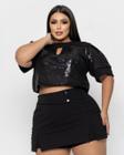 CONJUNTO CROPED E SHORT SAIA MODA PLUS SIZE FEMININA ref 1