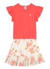 Conjunto Cropped Brandili 36230 Infantil Saia Shorts Estampado Algodão T. 04/10