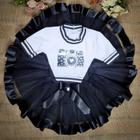 Conjunto Cropped e Saia de Tule Infantil Juvenil Fantasia Carnaval Halloween Estampa de Camera Blogueira