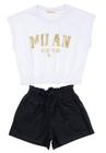 Conjunto Cropped Short Infantil Branco Vrasalon