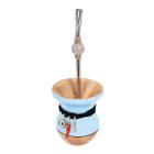 Conjunto Cuia Azul Com Pulseira Pingentes e Bomba Com Cristais Prata Aço Inox - Wp Connect