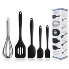 Conjunto Culinário 5 Utensilios de Silicone para Cozinha Espatula, Pinça, Pegador de Alimentos e Pincel - 5UTENSILIOS