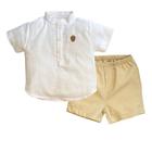 Conjunto Curto Bebê Menino Camisa Branca