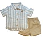 Conjunto Curto Bebê Menino Camisa Listrada Bermuda