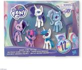 Conjunto da coleção Little Pony Sparkle com 5 bonecos de pônei de brinquedo de 3" com chifres de unicórnio brilhantes e 12 acessórios surpresa