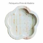 Conjunto de 02 Petisqueira/Pires de Madeira Flor