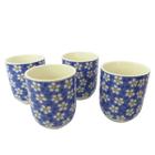 Conjunto de 04 canecas oriental para chá de porcelana