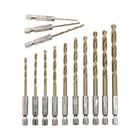 Conjunto de 13 Brocas com Haste Hexagonal Banhada a Titânio (15-65mm)