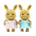 Conjunto de 2 Bonecos Coelho para Casa de Boneca - Família de Animais da Floresta - 4,5cm