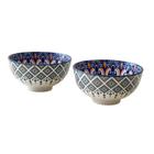 Conjunto de 2 Bowls em Cerâmica Mandala Azul e Laranja 250ml