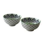 Conjunto de 2 Bowls em Cerâmica Mandala Preto e Verde 250ml - UNIK HOME