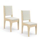 Conjunto de 2 Cadeiras de Madeira Pine CAD103 Kappesberg Linho Bege Folha de Plátano