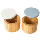 Conjunto de 2 Caixa de sal e especiarias de bambu com tampa magnética de duas cores Adega de sal de madeira, para armazenamento de cozinha e escritório
