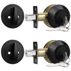 Conjunto de 2 Fechaduras Deadbolt Probrico - Cilindro Único, Preta