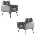 Conjunto de 2 Poltronas Opala Veludo Cinza Chumbo - Speciale Home