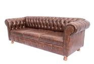 Conjunto de 2 Sofás Chesterfield Luiz XV 2,00M Corano Marrom sala de estar/recepção/ barbearia - novo encanto