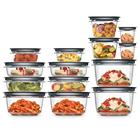 Conjunto de 28 Recipientes de Armazenamento de Alimentos Rubbermaid - Transparentes/Cinza