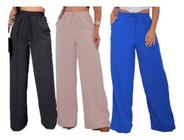 Conjunto De 3 Calças Feminina Pantalona Amarrar Cintura Duna