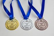 Conjunto de 30 Medalhas Fita Azul Honra ao Mérito Campeonato