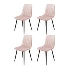 Conjunto de 4 Cadeiras de Aço Sia - Preto c/ Veludo Rosa