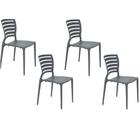 Conjunto de 4 Cadeiras Plásticas Tramontina Encosto Vazado Horizontal Sofia Grafite