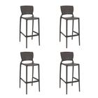 Conjunto de 4 Cadeiras Plásticas Tramontina Safira Alta Bar em Polipropileno e Fibra de Vidro Marrom