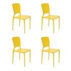 Conjunto de 4 Cadeiras Plásticas Tramontina Safira em Polipropileno e Fibra de Vidro Amarela