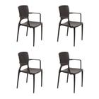Conjunto de 4 Cadeiras Plásticas Tramontina Safira em Polipropileno e Fibra de Vidro com Braços Marron