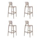 Conjunto de 4 Cadeiras Plásticas Tramontina Sofia Alta Bar em Polipropileno e Fibra de Vidro Camurça