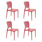 Conjunto de 4 Cadeiras Plásticas Tramontina Sofia com Encosto Horizontal em Polipropileno e Fibra de Vidro Vermelho
