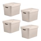 Conjunto de 4 Caixas Organizadora Cube Bege 18L - Ou