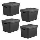 Conjunto de 4 Caixas Organizadora Cube Preto 18L - Ou