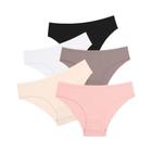 Conjunto de 5 Cuecas Plus Size Listradas com Nervuras de Algodão - Lingerie Feminina Elástica e Macia