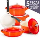 Conjunto de 5 Panelas de Cerâmica Laranja Le Cook