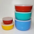 Conjunto de 5 potes plásticos com tampas - Fábrica de Utilidades - Color