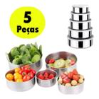 Conjunto De 5 Potes Tigela Inox C Tampa  Redondo Hermético