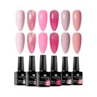 Conjunto de 6 Esmaltes em Gel com Glitter - Cores Nude, Rosa e Vermelho - Kit de Manicure UV