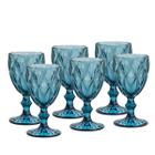 Conjunto de 6 Taças De Vidro Diamond Azul 325ml - Lyor