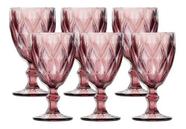 Conjunto de 6 taças de vidro para vinho água Diamound 340ML jogo de taças transparente verde lilas azul
