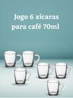 Conjunto de 6 Xícaras De Vidro Café Chá 70ML Canequinha Cappuccino Cozinha Bar Cafeteria Coffee - Original