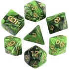 Conjunto de 7 dados coloridos para RPG acrílico - verde