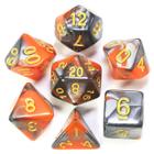 Conjunto de 7 dados- Mesclado Laranja-Cinza - RPG - T&G