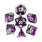 Conjunto de 7 dados - Mesclado Púrpura-Cinza - RPG