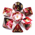 Conjunto de 7 dados- Mesclado Vermelho-Branco - RPG - T&G