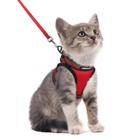 Conjunto de arnês e coleira para gatos rabbitgoo para caminhar vermelho pequeno